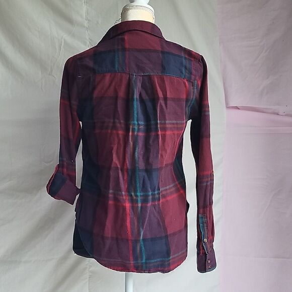 Miami Plaid Button Down Roll Tap Sleeve Shirt Size S - Picture 8 of 13